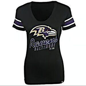 Baltimore Ravens '47 Brand NFL Womens Black Off Campus Scoop T-Shirt, Large